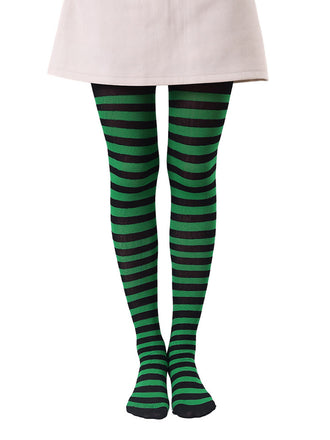 Color-Contrasted Stripe Tights Pantyhose