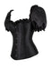 Black 1980s Solid Gothic Puff Sleeve Square Neck Corset Top