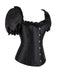 Black 1980s Solid Gothic Puff Sleeve Square Neck Corset Top