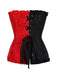 Black & Red 1980s Gothic Colorblock Jacquard Ruffled Corset