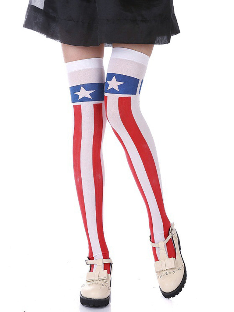 Patriotic Stars Stripes Crew Socks