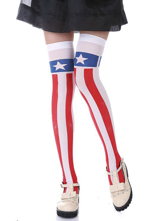 Patriotic Stars Stripes Crew Socks