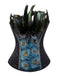 Teal 1930s Peacock Feather Embroidered Corset