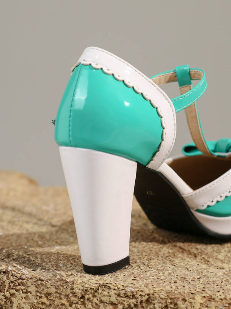 Bowknot Chunky Heels Mary Jane Shoes