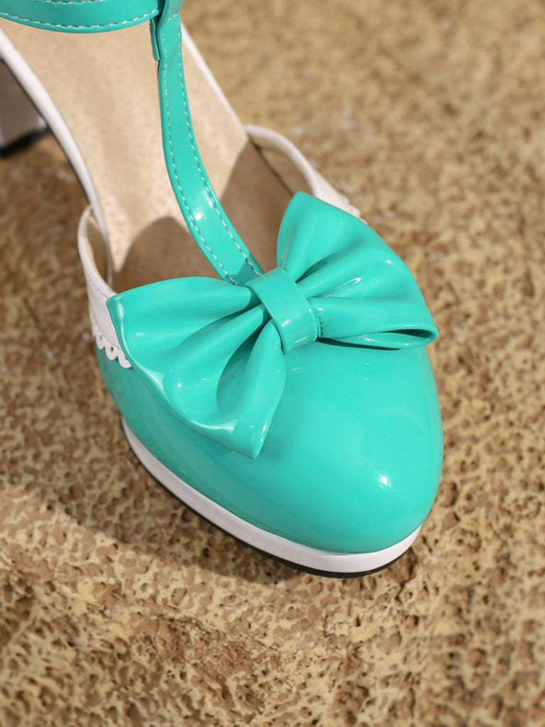 Bowknot Chunky Heels Mary Jane Shoes