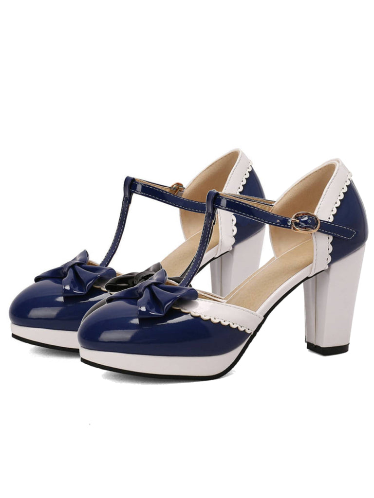 Bowknot Chunky Heels Mary Jane Shoes