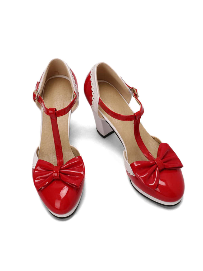 Bowknot Chunky Heels Mary Jane Shoes