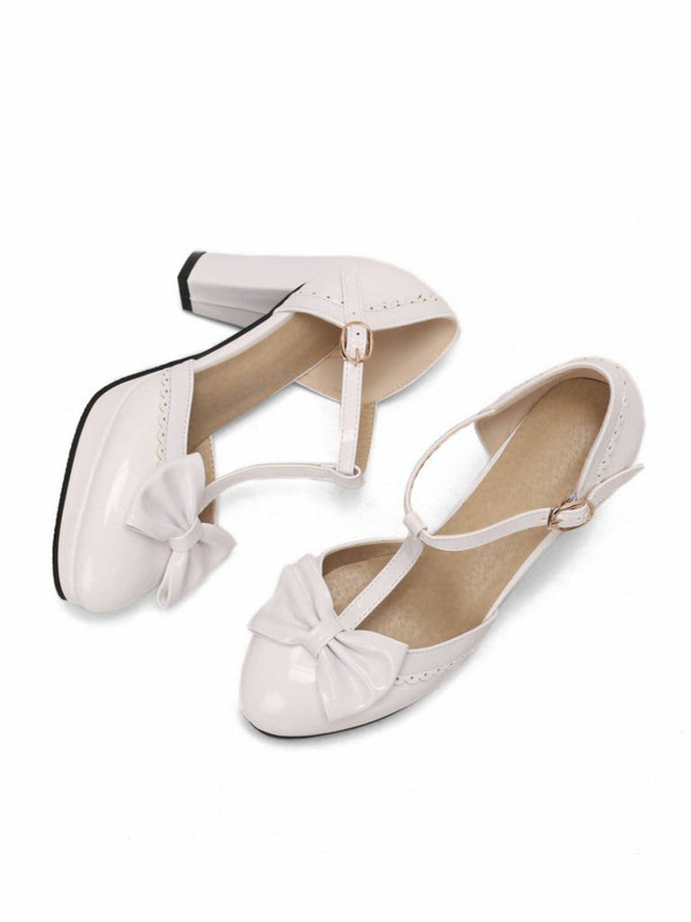 Bowknot Chunky Heels Mary Jane Shoes