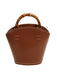 Vintage Caramel Leather Bamboo Handle Bucket Bag