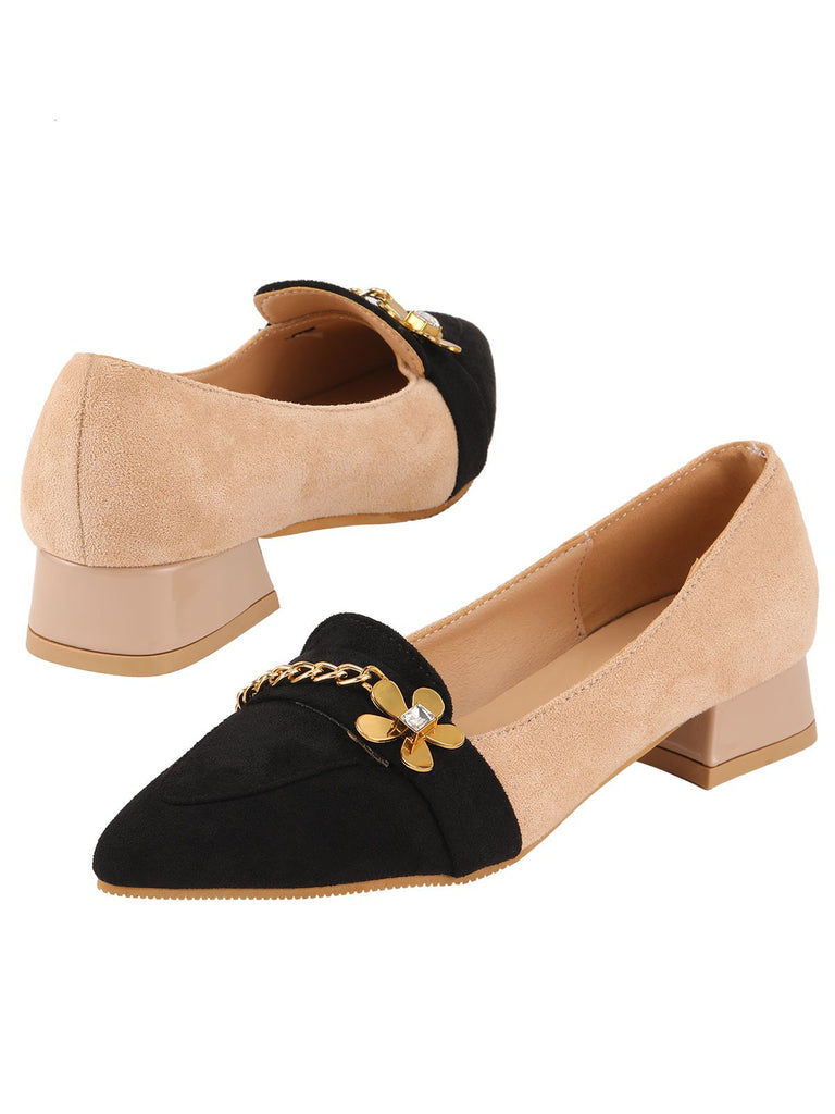 Pointed Toe Color block Vintage Shoes