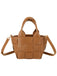 Brown Retro Basket Woven Shoulder Bags