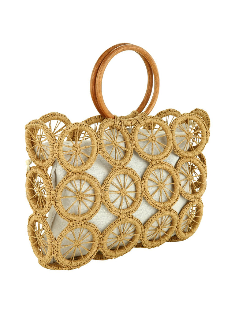 Brown Vintage Hand Weave Beach Bag