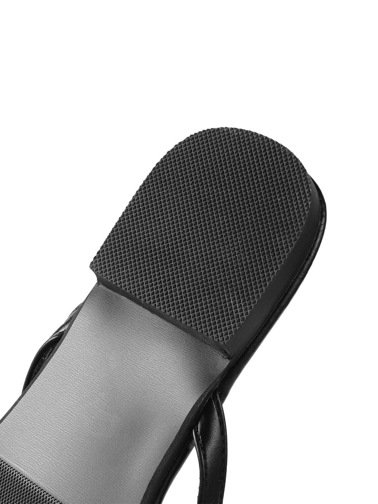Retro Black Rose Flat Herringbone Sandals