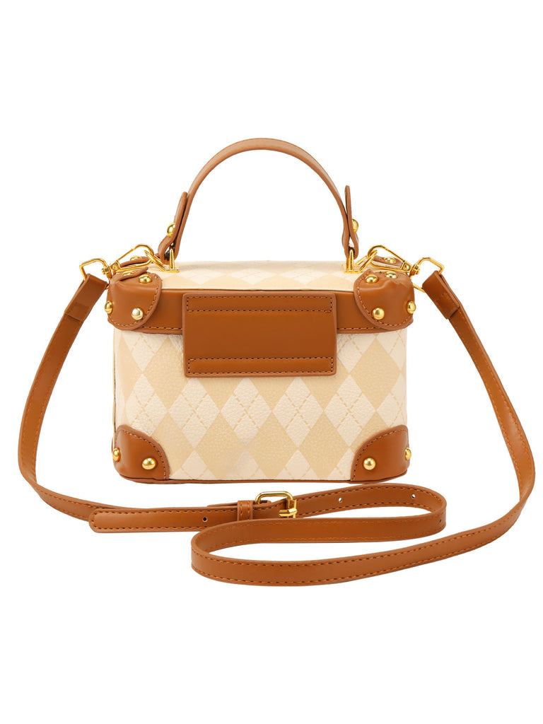 Brown & Beige Arcgyle Plaid Box Bags
