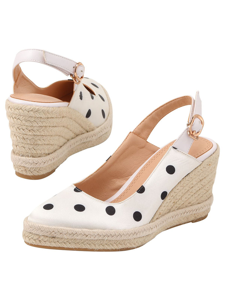 White Cutout Polka Dot High Heels