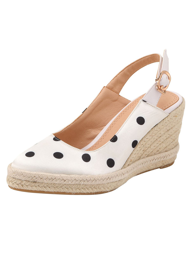 White Cutout Polka Dot High Heels