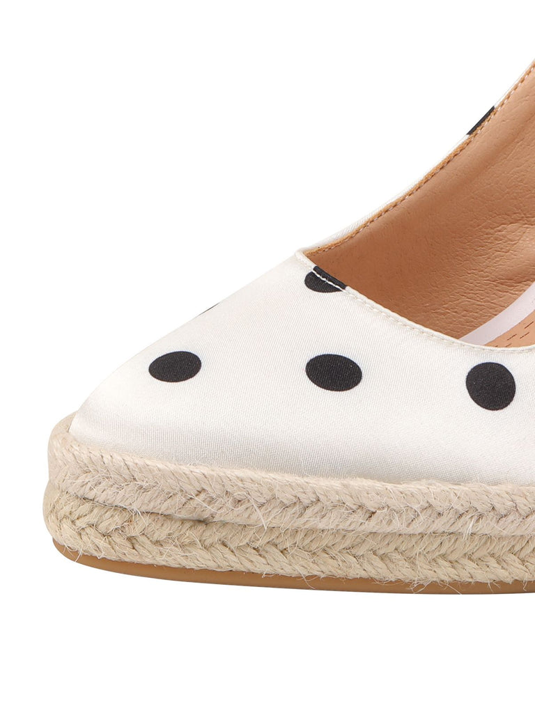 White Cutout Polka Dot High Heels