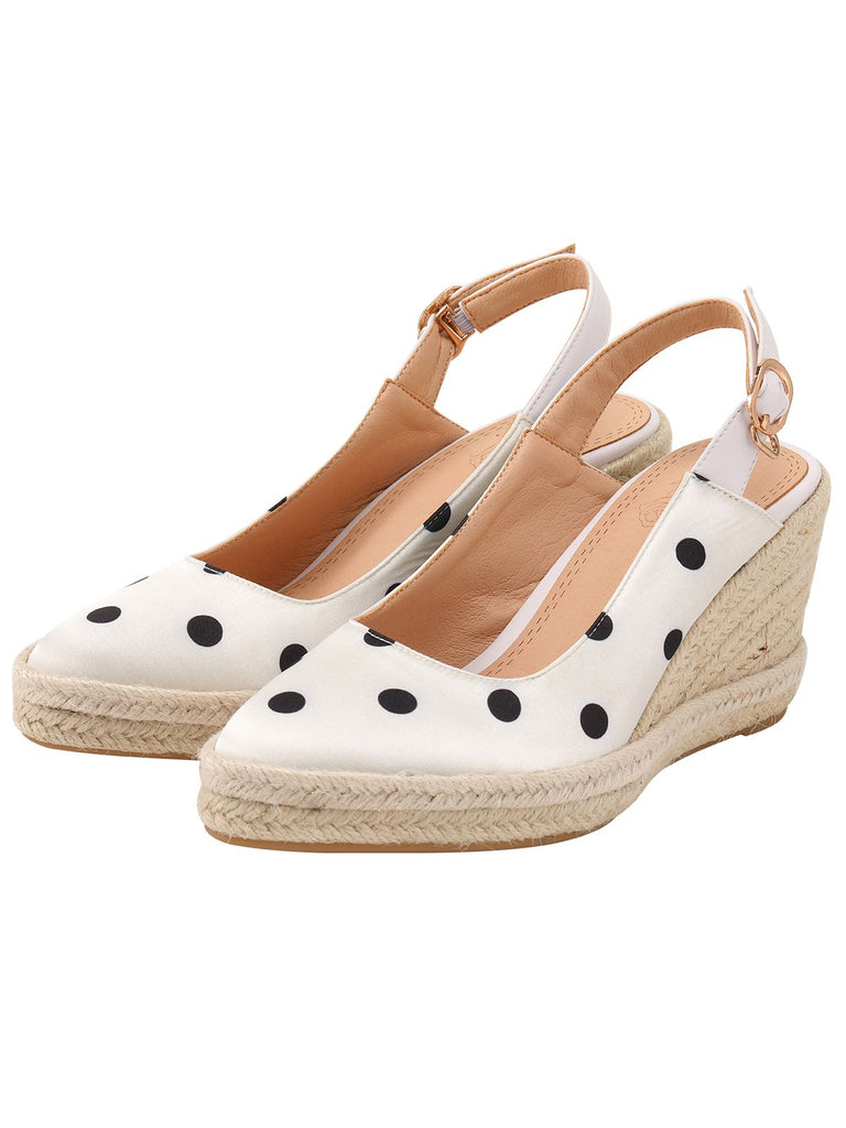 White Cutout Polka Dot High Heels