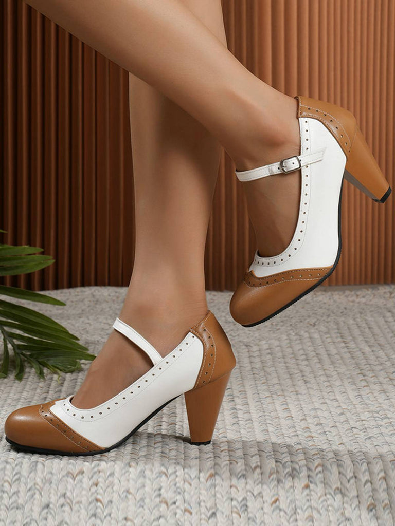 Vintage Colorblock Mary Jane Shoes