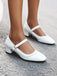 Retro PU Leather Solid Chunky Heels