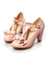 Solid Leather Bowknot T-Strap Chunky Heels