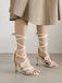 Retro 3D Flower Stilettos Ankle Wrap Sandals
