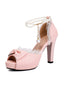Pearl Bow Lace Peep Toe High Heels Sandals