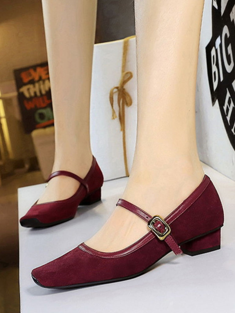 Vintage Leopard Square-Toe Mary Jane Heels