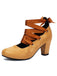 Vintage Mary Jane Ribbon Wrap Up Chunky Heels