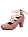 Vintage Mary Jane Ribbon Wrap Up Chunky Heels