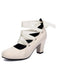 Vintage Mary Jane Ribbon Wrap Up Chunky Heels