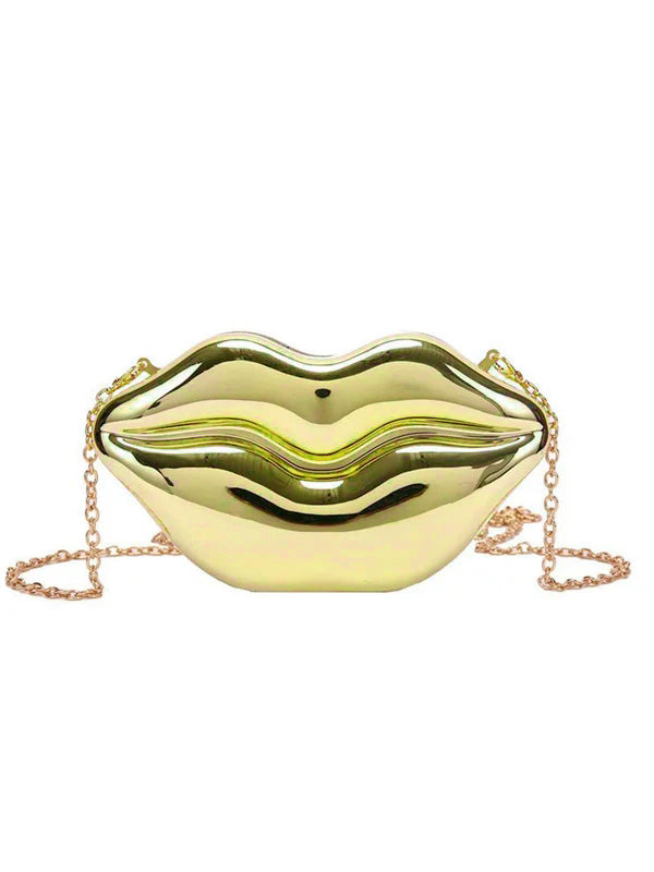Lip-Shaped Metallic Shoulder Bag
