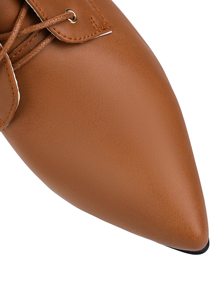 Vintage Lace-Up Kitten Heel Ankle Boots