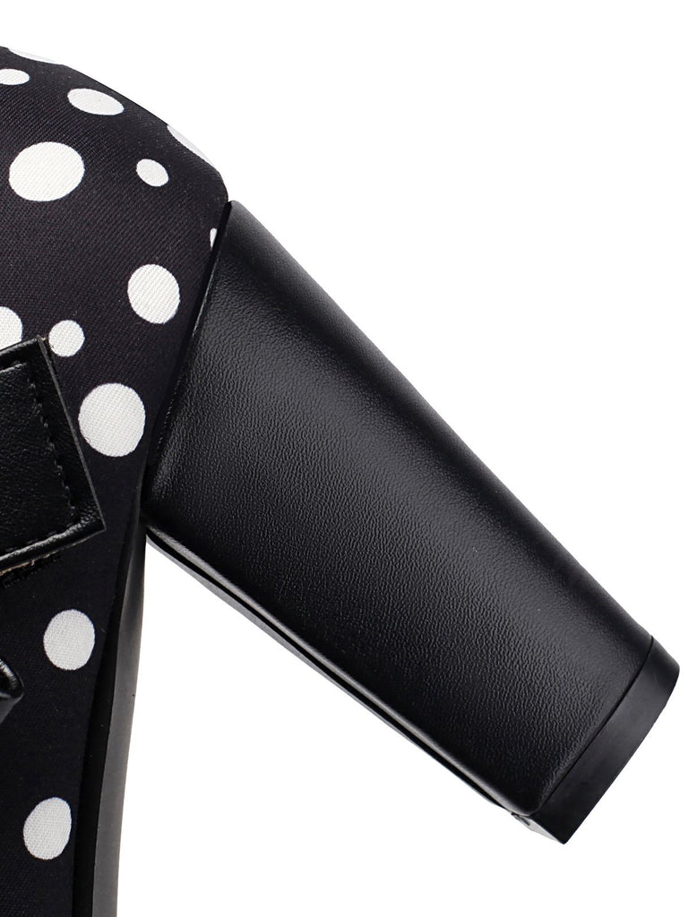 Mary Jane Polka Dots Bowknot Chunky Heels