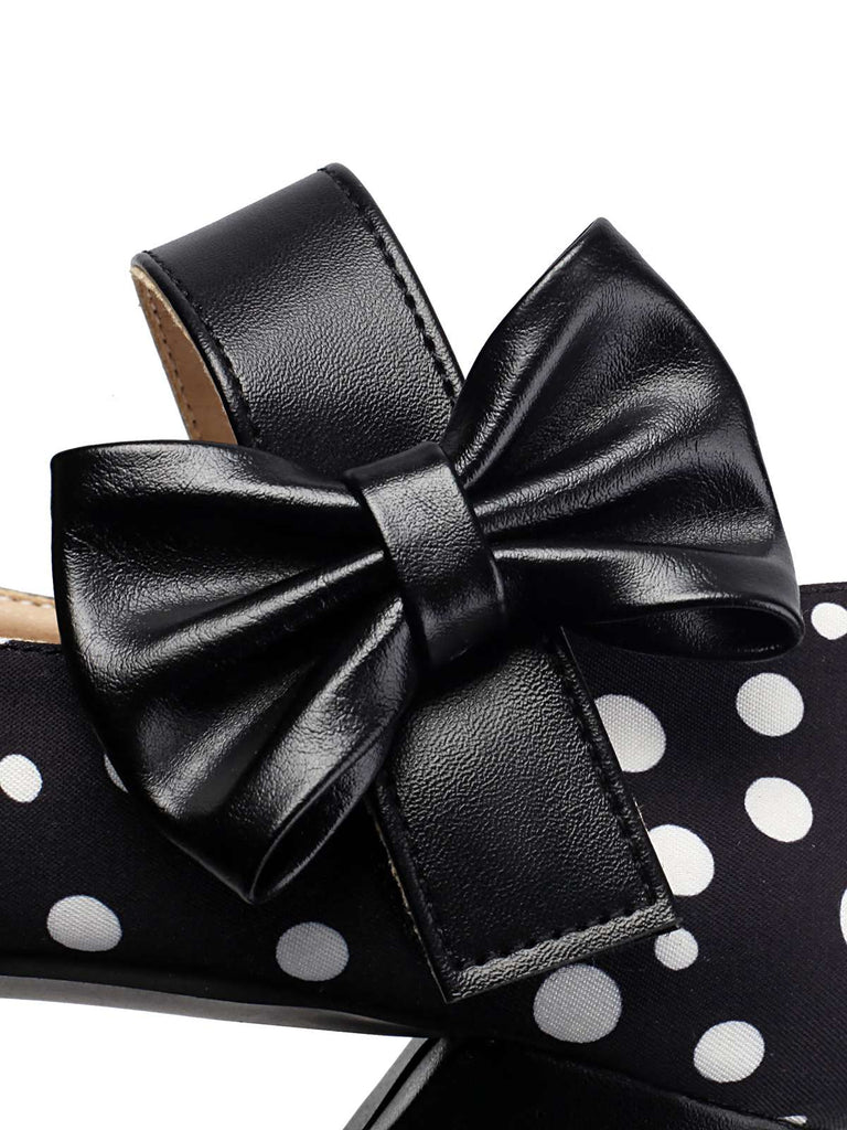 Mary Jane Polka Dots Bowknot Chunky Heels