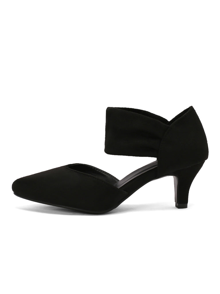 Solid Pointed Toe Suede Kitten Heels