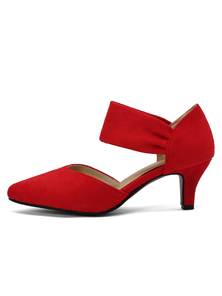 Solid Pointed Toe Suede Kitten Heels