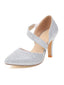 Pointed Toe Glitter Oblique Strap High Heels
