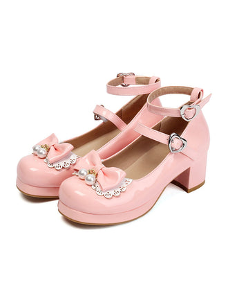 Heart Pearl Bow Mary Jane Heels