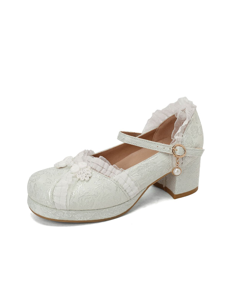 Vintage Lace Pearl Mary Jane Shoes
