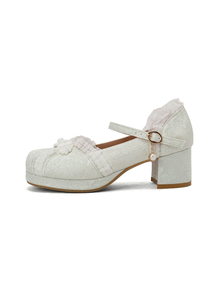 Vintage Lace Pearl Mary Jane Shoes