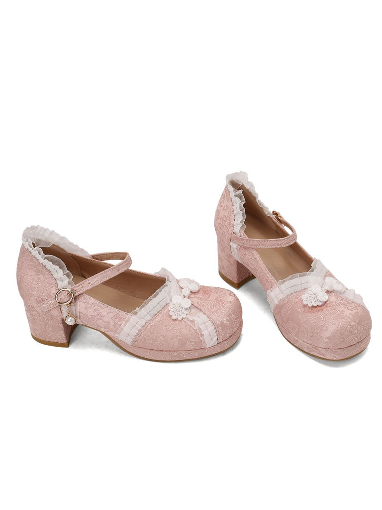 Vintage Lace Pearl Mary Jane Shoes