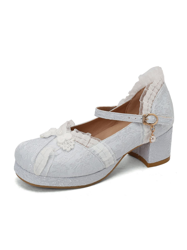 Vintage Lace Pearl Mary Jane Shoes