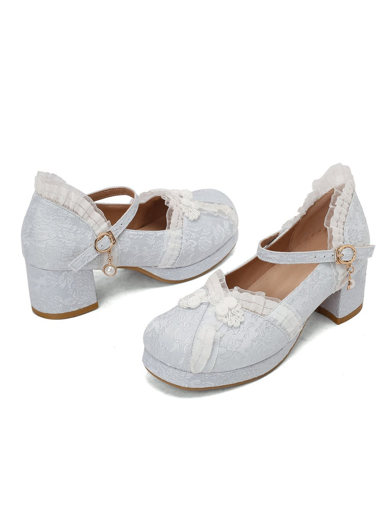 Vintage Lace Pearl Mary Jane Shoes