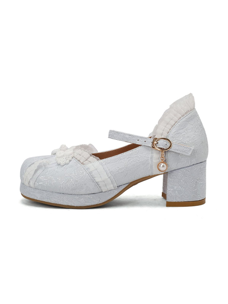 Vintage Lace Pearl Mary Jane Shoes
