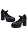 Vintage Solid Round Toe Buckle Chunky Heels