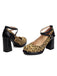 Vintage Leopard Criss-Cross Buckle Chunky Heels