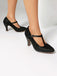 Vintage Lace Patchwork T-Strap Buckle High Heels