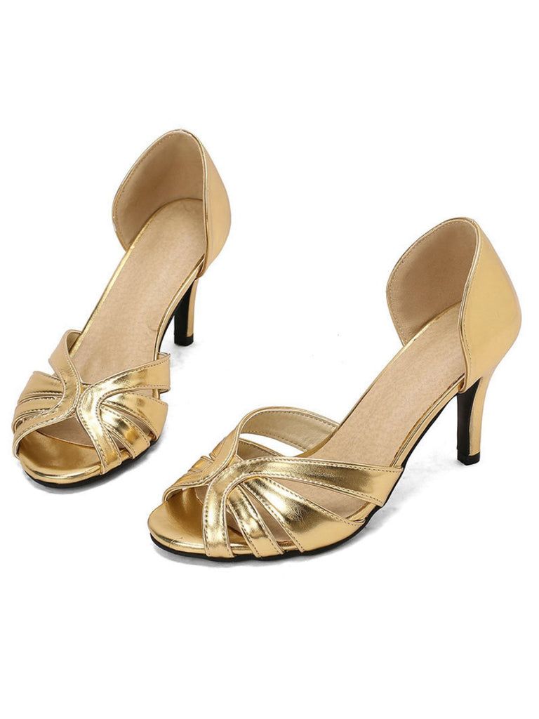 Vintage Solid Peep Toe Hollow Slip-On High Heels