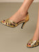 Vintage Solid Peep Toe Hollow Slip-On High Heels